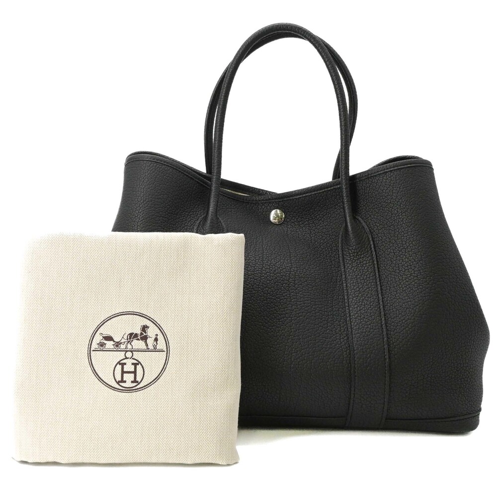 HERMES Garden PM Negonda Handbag Tote Bag for Women, Black